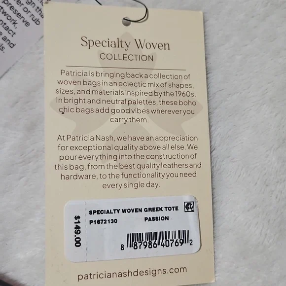 Patricia Nash Small Woven Striped Greek Isles Tote/Crossbody: Natural/Blue/Red - Picture 11 of 13